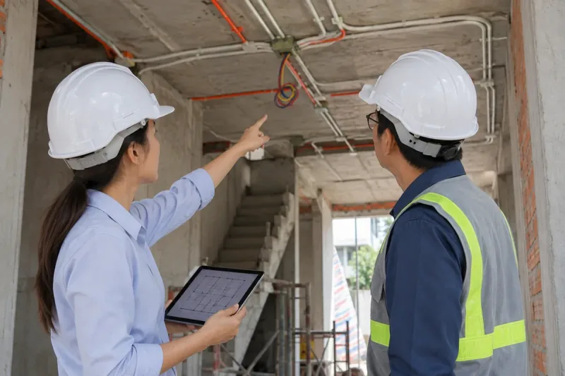 Kiến trúc sư và kỹ sư phối hợp hệ thống kỹ thuật tại công trình