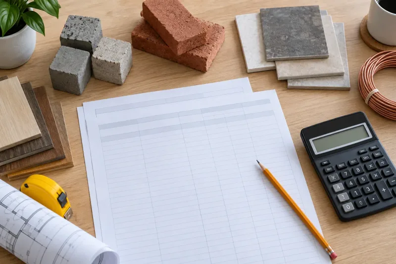 Bảng dự toán được phân nhóm cùng vật liệu và bản vẽ