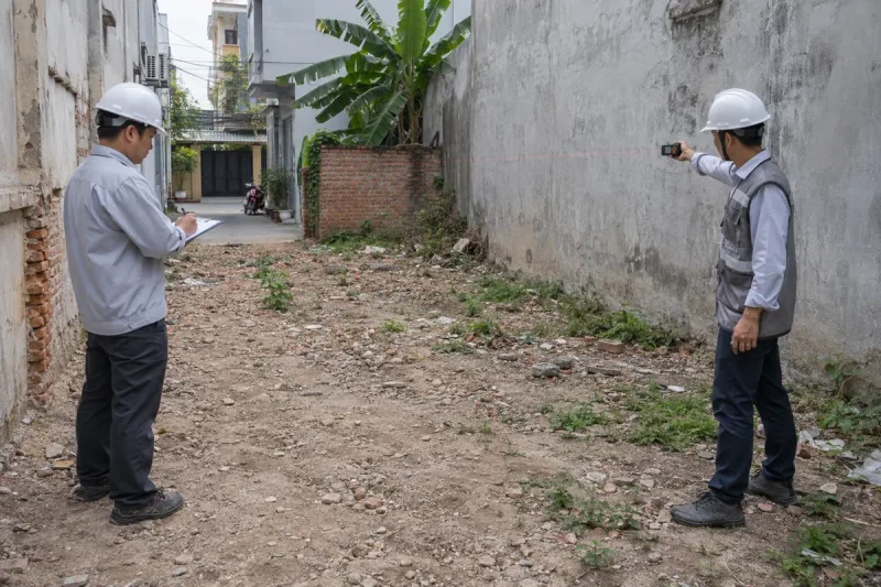 Kỹ sư khảo sát hiện trạng khu đất nhà phố