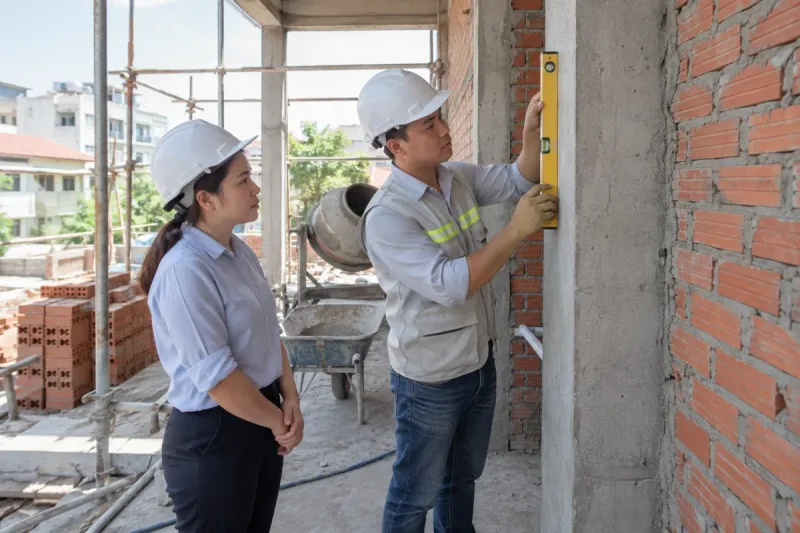 Chủ nhà cùng kỹ sư đánh giá chất lượng tại hiện trường