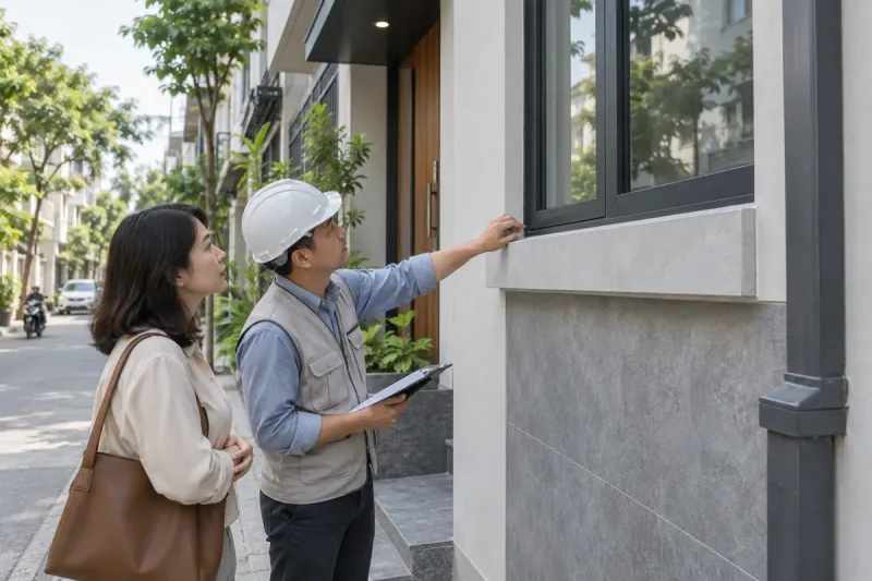 Chủ nhà tham quan và kiểm tra một công trình đã hoàn thiện