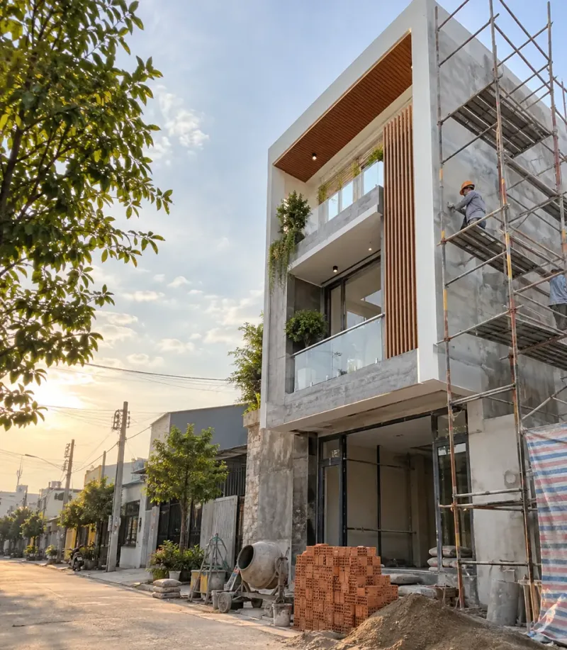 Nhà phố MR.TÌNH ở giai đoạn hoàn thiện